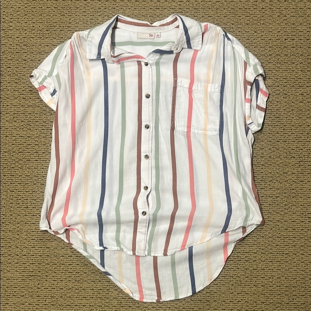 SO Multicolor Striped Button Down Shirt
